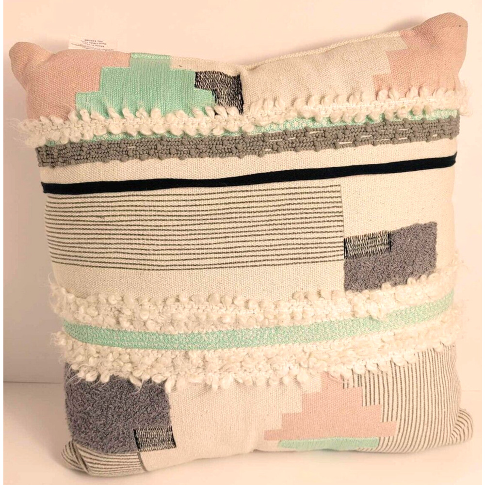Pastel Patchwork Decorative Plushy 16" Throw Pillow Made in India